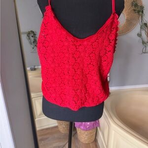 No Boundaries Red Lace Camisole